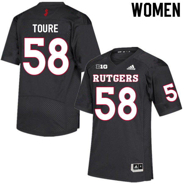 Women #58 Mohamed Toure Rutgers Scarlet Knights College Football Jerseys Sale-Black - Click Image to Close